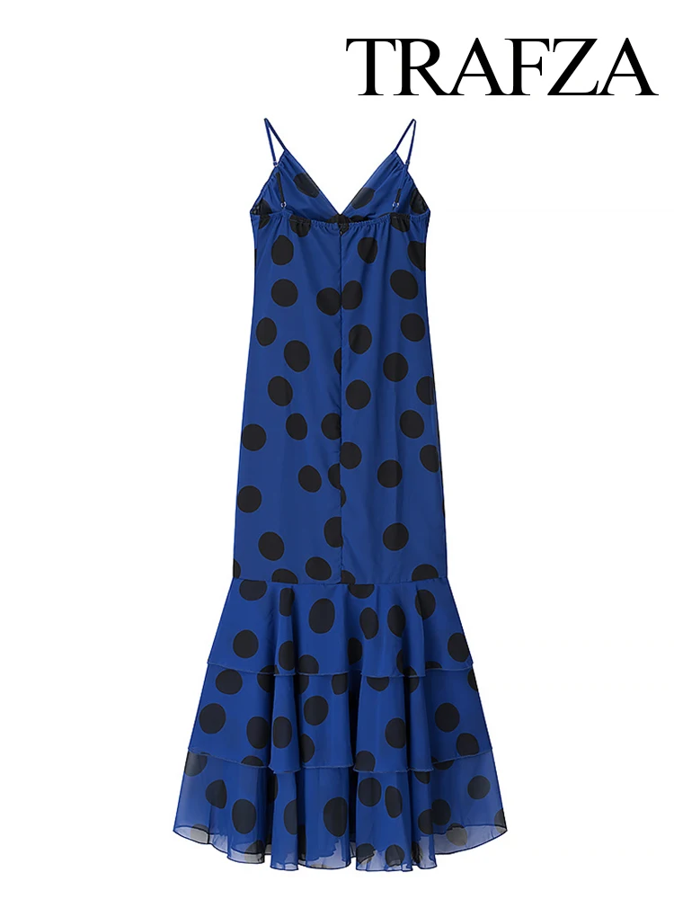 

HH Women Summer Fashion Slim Sexy Sleeveless Backless Long Dress Female Elegant Polka Dot Print Zipper Pleated Design Dress
