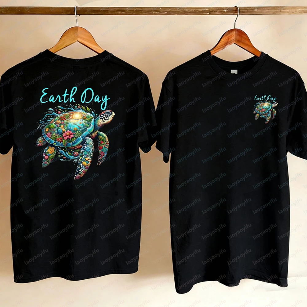 Sea Turtle Earth Day Save The Earth T-Shirt Harajuku Vintage Clothes Women Clothing Shirts for Women Graphic T Shirts Gothic Top