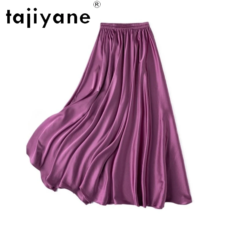 TAJIYANE 92% Real Mulberry Silk Skirt Elegant Purple Long Skirts 21 Mommes Summer Skirt Woman Clothing 2025 Faldas Para Mujeres