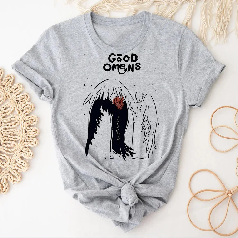 

Good Omens Tshirt Women Funny Streetwear Comic T-shirts Girl Harajuku Designer Clothing