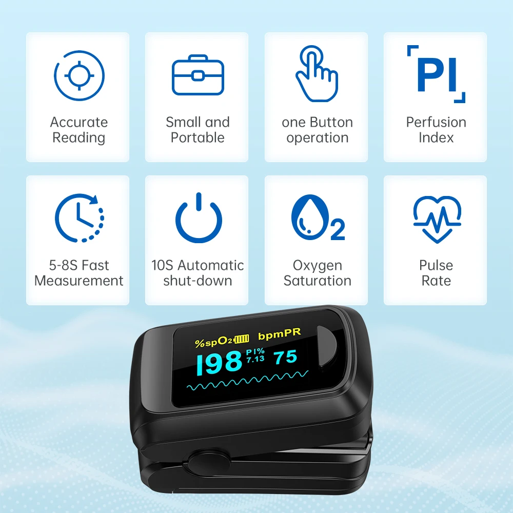 HealthTree Fingertip Pulse Oximeter Bluetooth Oximetry PR Oxygen Saturation SpO2 PI Oximetro De Dedo Pulsioximetro Oxymeter