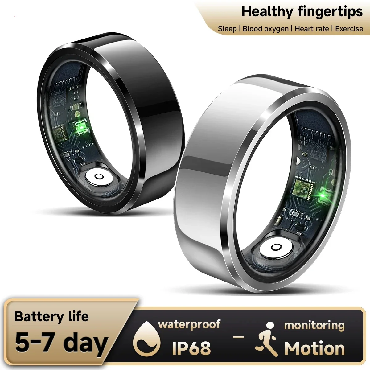 

New Smart Ring 2024 Men Women Health Detection Heart Rate Blood Oxygen Sleep Monitor Sports Tracker IP68 Waterproof Big Battery