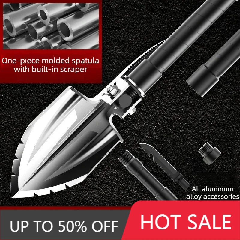Multi Angle Adjustable Shovel Foldable Engineer Shovel Extended Handle Camping Hoe MultiFunctional Outdoor Survival Equipment