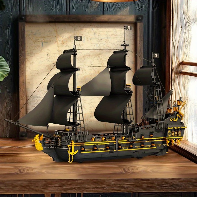 

2076pcs MOC Black Pearl Sailor Caribbean Pirate Ship Revenge Warship Building Blocks Model Assembly Educational Toys for Gifts