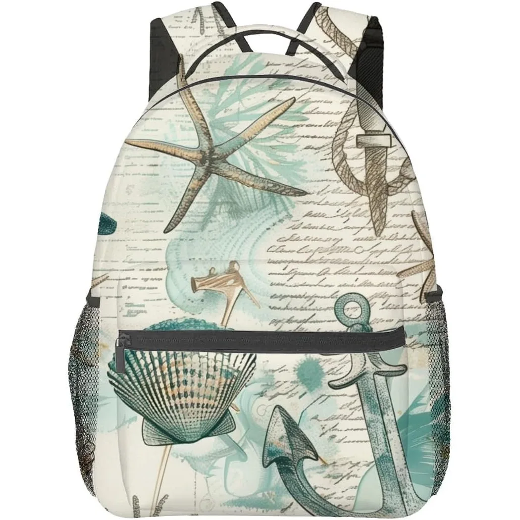 

Nautical Sea Life Backpack Travel Backpacks Laptop Rucksack School Bookbag Ocean Theme Back Pack Accessories Bags