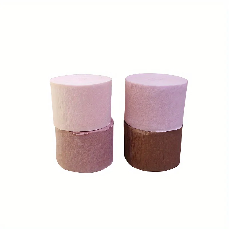 Shimmering Rose Gold Crepe Paper Tassel Streamers - Durable & Versatile Decor for Weddings, Birthdays & More - 4 Rolls 82ft Long