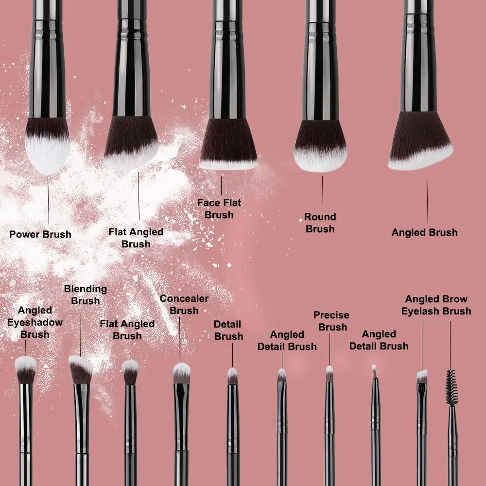 Ensemble de pinceaux de maquillage, 14 pièces, fond de teint doux et moelleux, poudre de Blush, fard à paupières, mélange de cosmétiques féminins, outil de beauté, cadeau de noël, nouveau