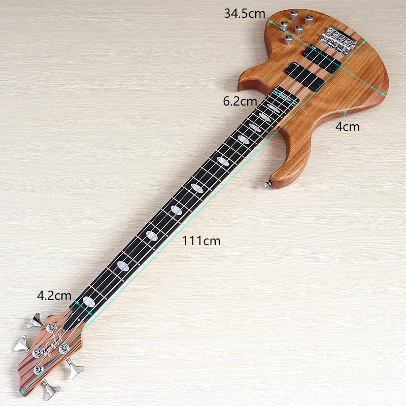 4 String Active Electric Bass Guitar Neck Through Zebrawood Top Okoume Body 43 Inch Matte Active Bass High Quality Guitarra view 5