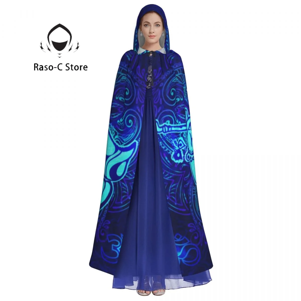 Adult Cloak Cape Hooded Krishna Playing The Flute Psychedelic Medieval Costume Witch Wicca Vampire Elf Purim Carnival Party