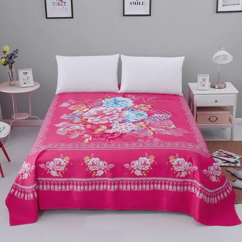 Thicken Brushed Flat Sheet Soft Sanding King Size Bed Sheet  Red Wedding Bed Sheet 245x245cm No Pillowcase