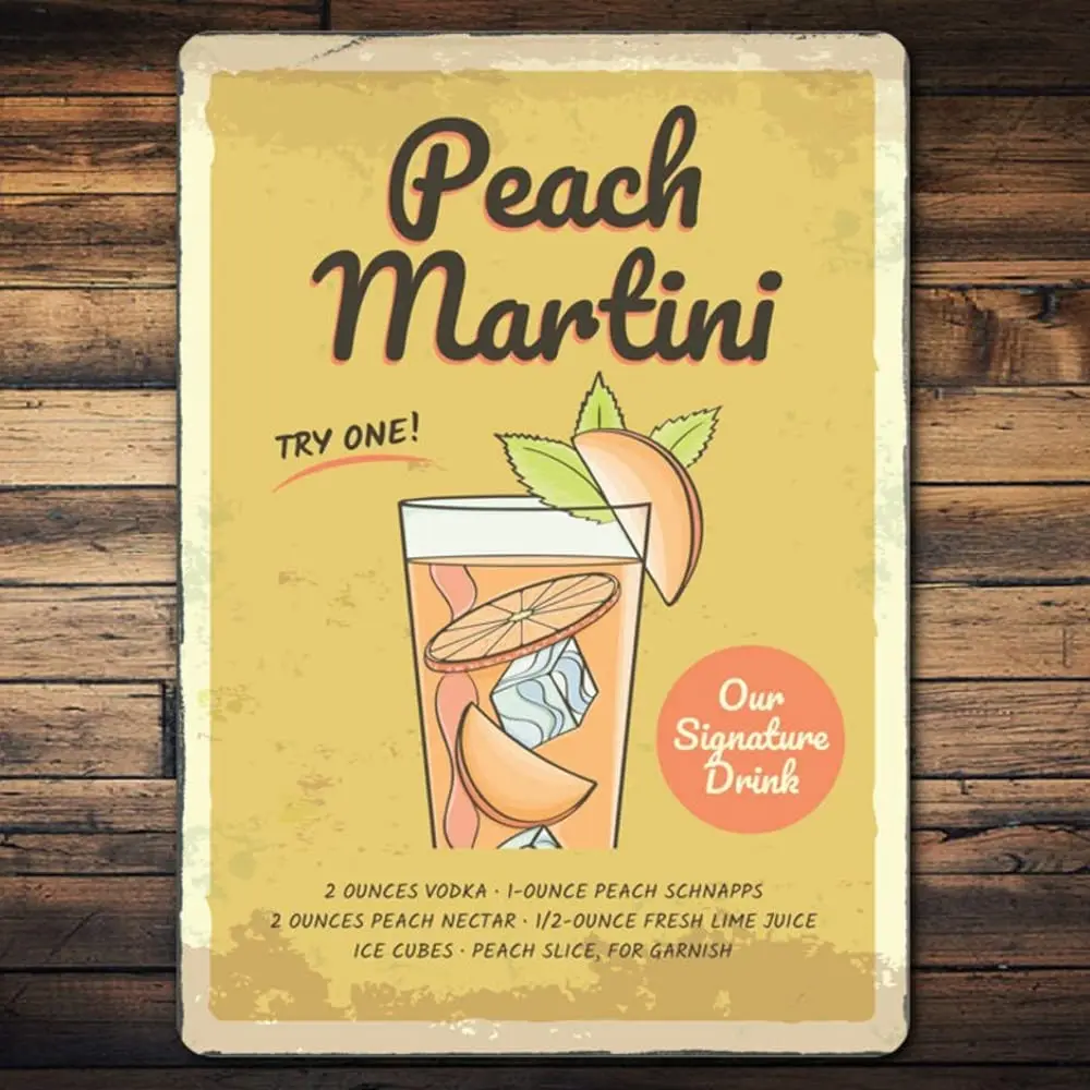 Peach Martini Signature Drink Sign, Custom Drink Gift, Custom Bar Drink Gift, Peach Martini Gift, Peach Martini Bar