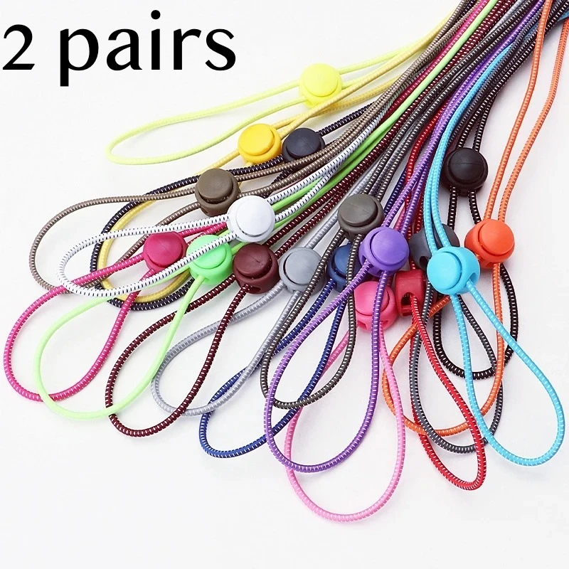 2pair No-Tie Elastic Shoelaces Multi-Color Quick Lock Laces Reflective Lazy Strings for Sneakers & Outdoor Footwear 1Pair/2Pairs