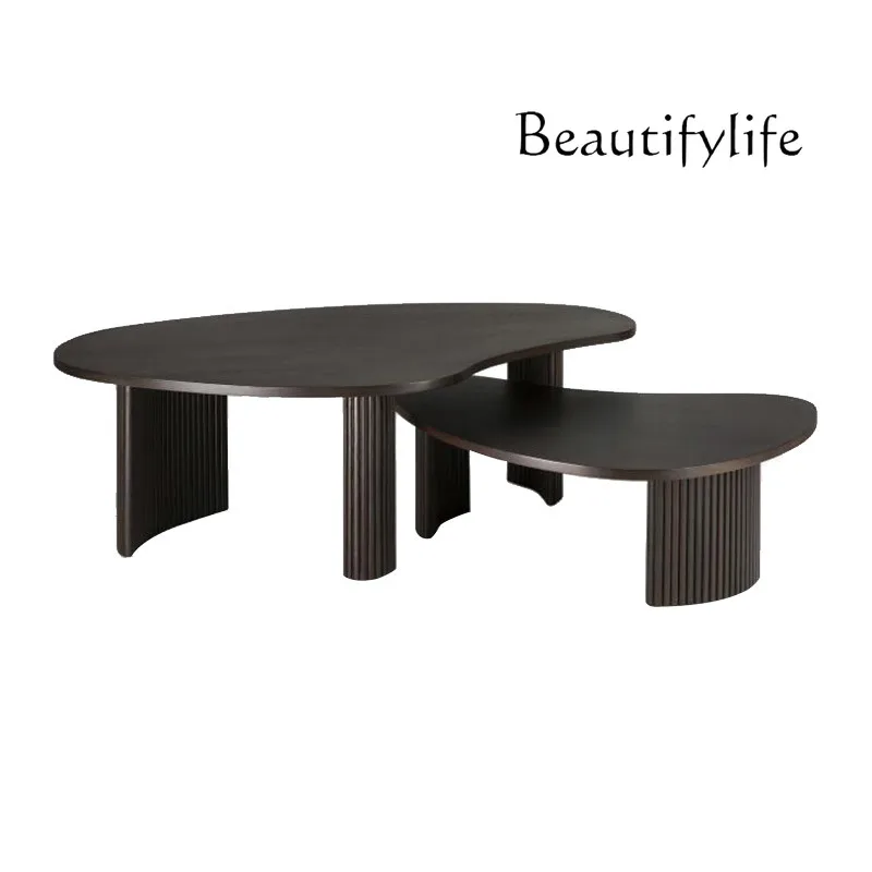 

Simple Designer Irregular Simple Solid Wood Combined Tea Table Living Room Silent Wind Cloud Flower Tea Table