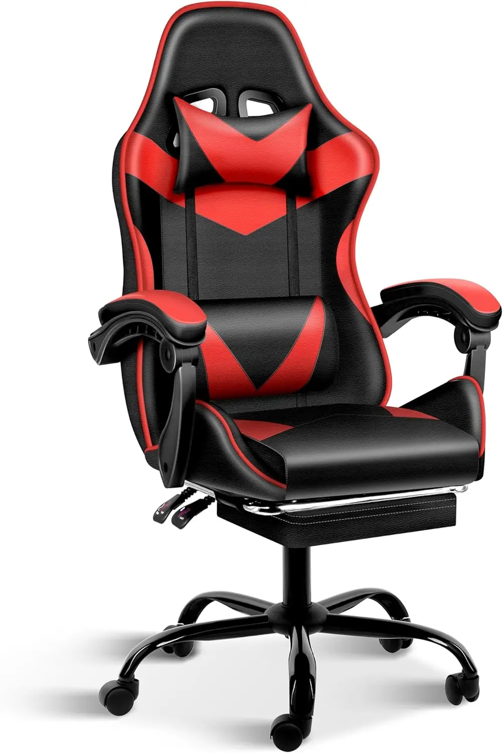 Ergonomic Gaming Chair with Adjustable Footrest, Lumbar Support, and 360° Swivel for Enhanced Comfort in Office or Home Use