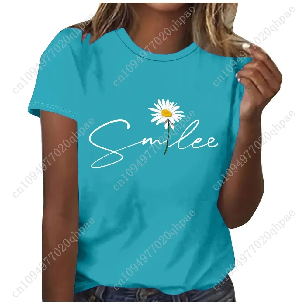 Женские топы Babysbule для женщин и девочек, большие размеры, футболки с принтом подсолнечника, футболка с короткими рукавами, блузка, топы