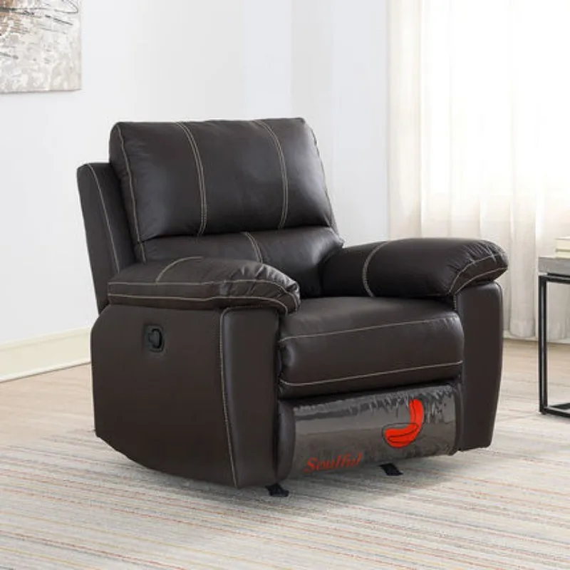 Modern living room furniture leather features manual single recliner with rotating and rocking