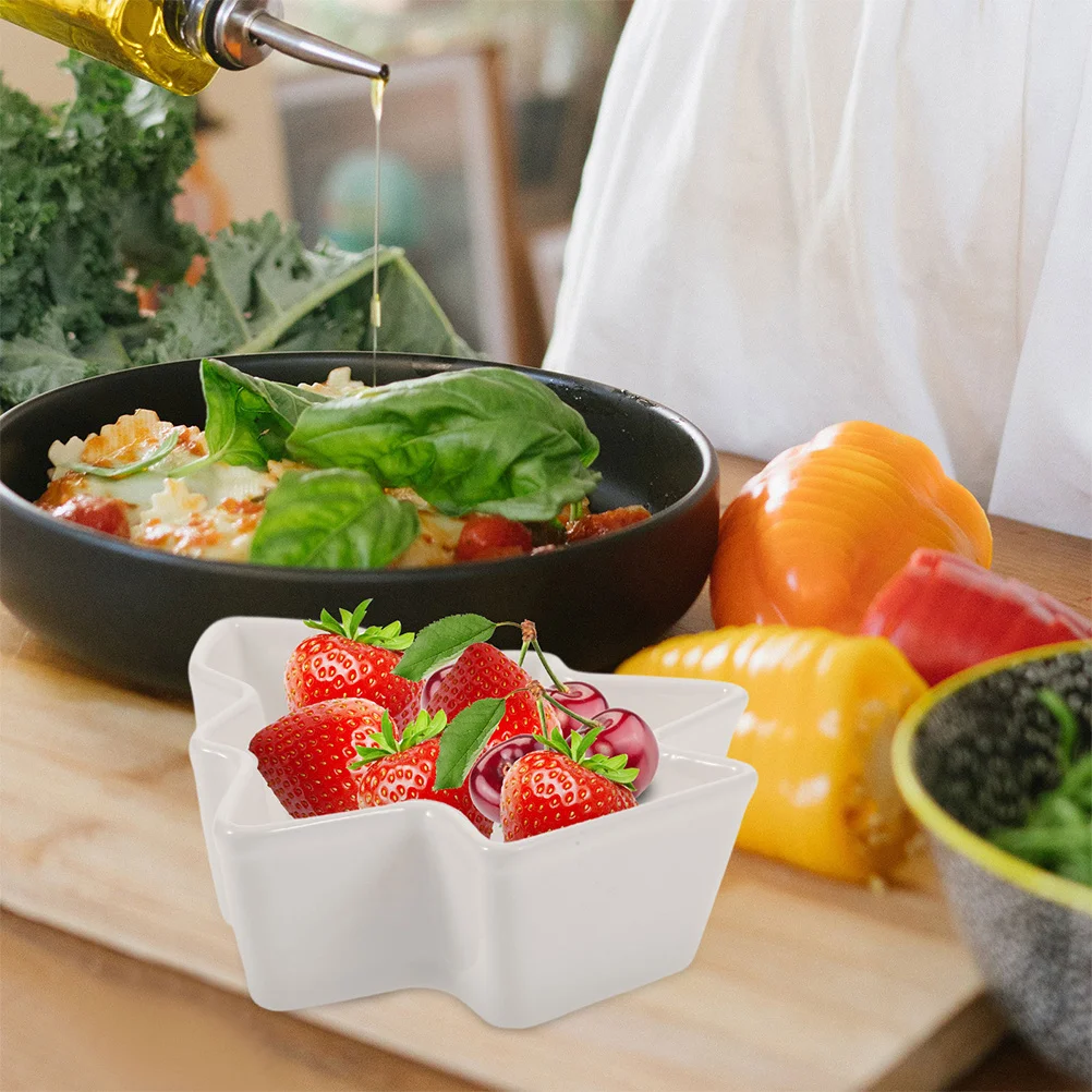 Prato de servir comida com compartimento, 2 peças, formato de árvore de natal, lanches de cerâmica, para casa, hotel, chá, restaurante