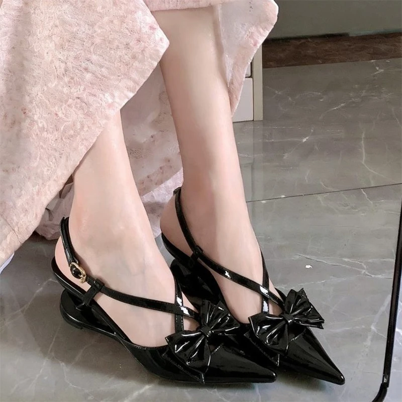 

Женские туфли-мюли с бантом и острым носком на высоком каблуке, дизайнерские летние сандалии Мэри Джейн 2026, сексуальные туфли для женщин