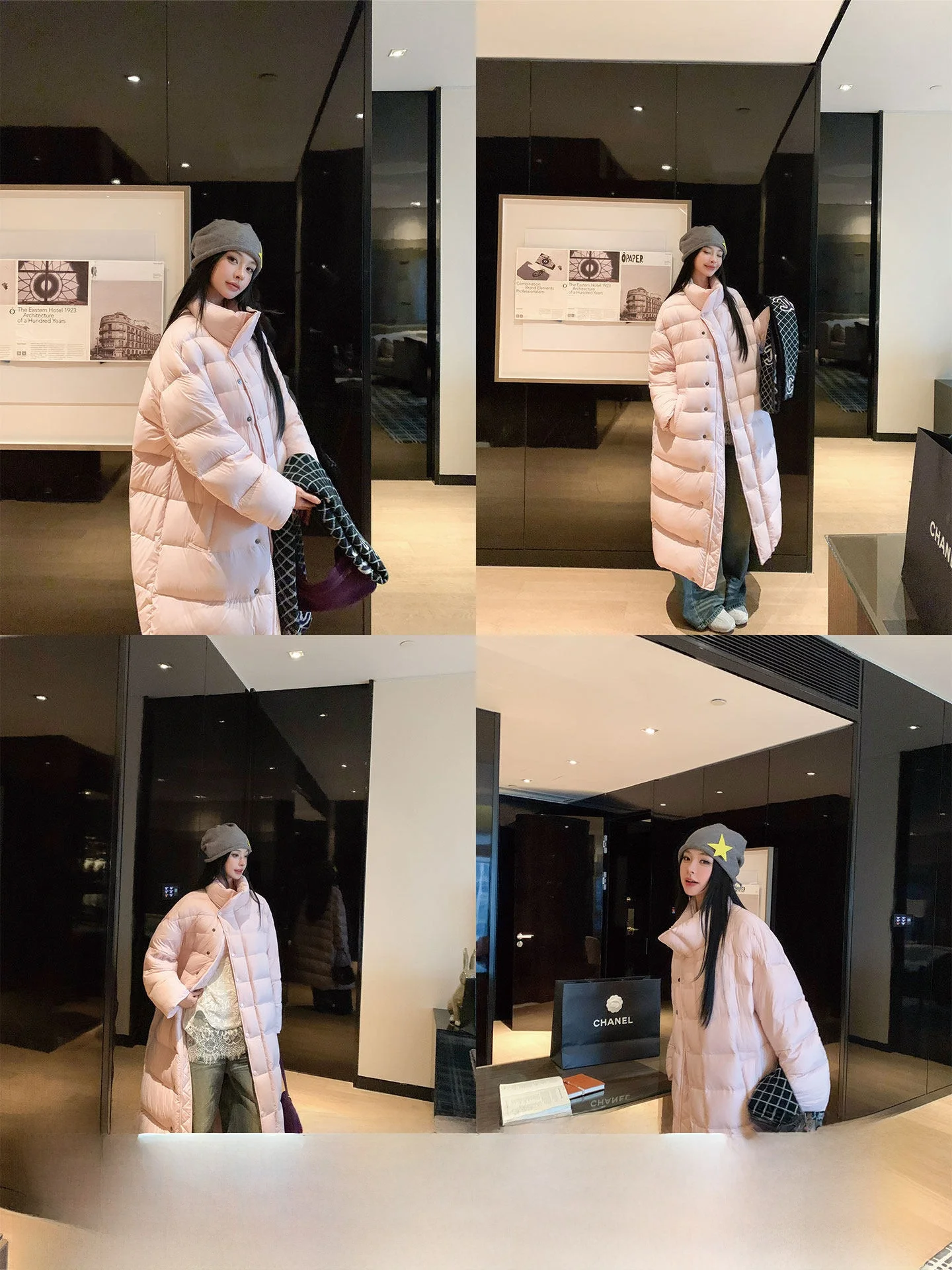 

Warm Winter Long down Jaet Okaaay Loose Fit Stand Collar Windproof White Du down Outerwear Coat for Ladies