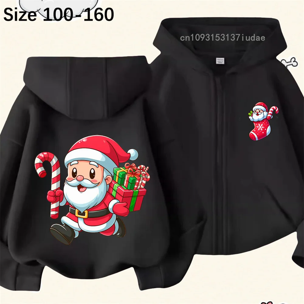 

Santa Gift Hoodie Children's Clothing Girl's Clothing Fashion Baby Boy's Clothing Fall Warm Sports Zipper Top Coat Top