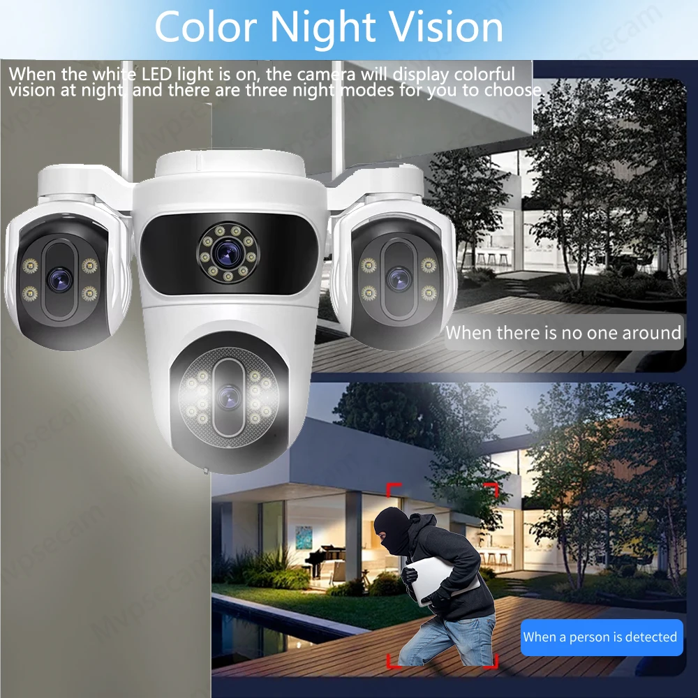 15MP WIFI Camera Three Lens Screen PTZ Camera Human Detection Security CCTV Surveillance 10MP HD External Dual Lens Camera iCsee