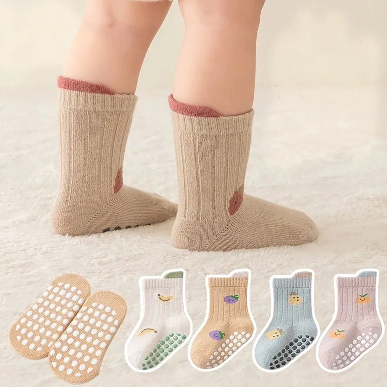  Toddler Walking Socks Anti slip Baby Floor Sock Spring Autumn Mid Tube Socks Cute Cartoon Kids Cotton Sock Newborn Footwear