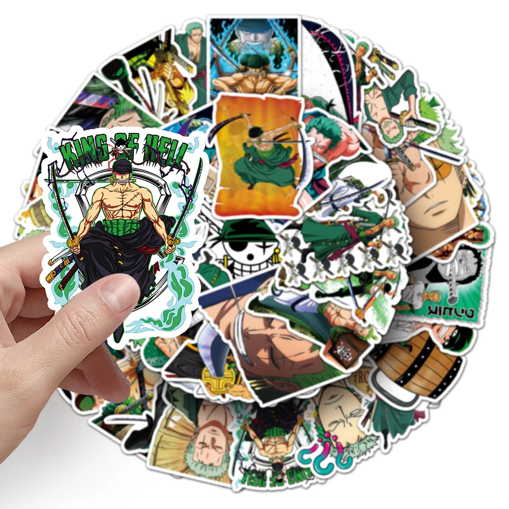 10/30/50PCS One Piece Zoro Stickers Anime Cartoon Decals DIY Motorcycle Notebook  Laptop Phone Fridge Phone Kids Toys Graffiti