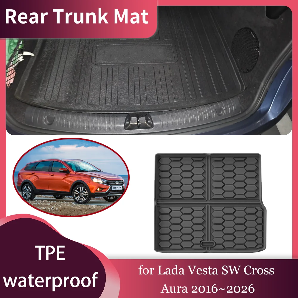 Car Trunk Mat for Lada Vesta SW Cross Aura 2016~2026 2017 TPE Waterproof inside Liner Trunk Protect Pad Rear Tray Accessories