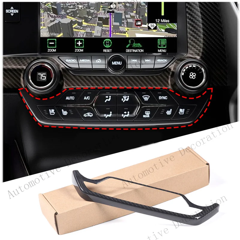 Z+ Real Carbon Fiber Center Console AC Volume Trim Cover For Corvette C7 2014-19