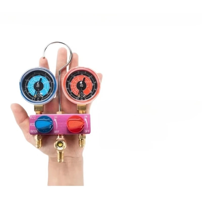 Brass Air Conditioning Pressure Manifold Gauge Set Essential Refrigeration Tools Waterproof Dustproof clear Scales Accurate