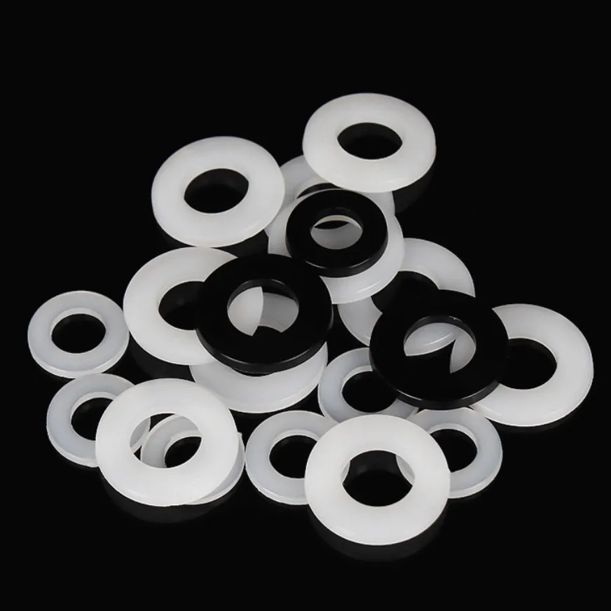 100/50pcs M2 M2.5 M3 M4 M5 M6 M8 M10 M12 White Black Plastic Nylon Flat Washer Plane Spacer Insulation Gasket Ring For Screw