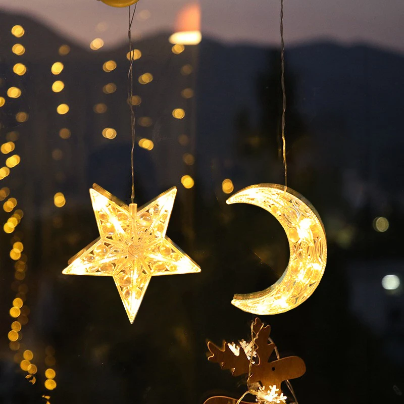 LED Luna Lampada Tenda Ghirlanda Fata Luci della stringa Decorazione natalizia all'aperto per le vacanze Navidad Party 2025 Decorazioni di Capodanno