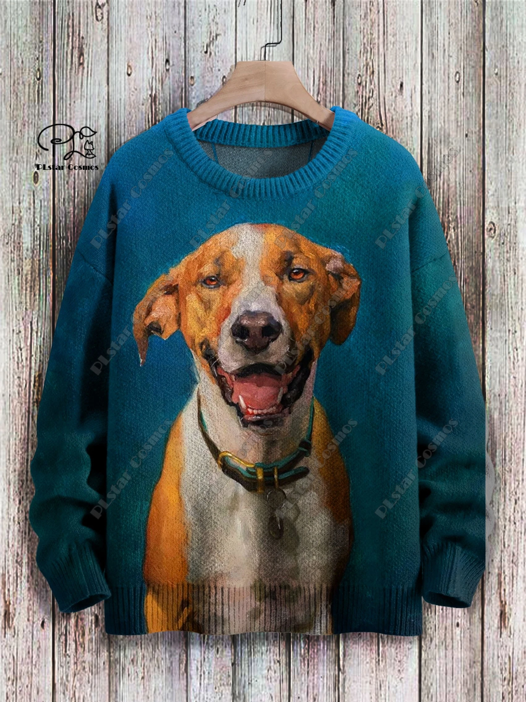 PLstar Cosmos-suéter con estampado 3D de animales, suéter feo con patrón de gato y perro, informal, unisex, para invierno