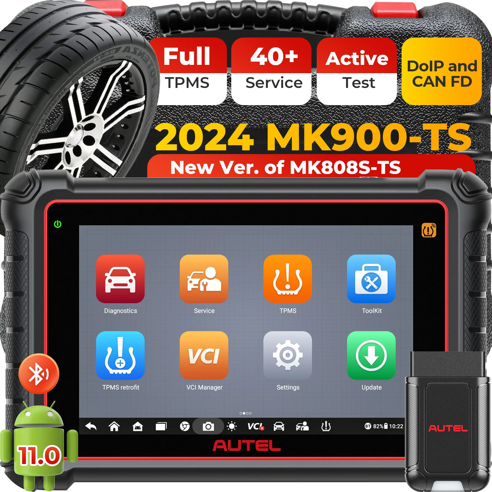 Autel MaxiCOM MK900-TS Diagnostic Tool Bidirectional Scanner Full TPMS Diagnosis DoIP/CAN-FD Scan Tools Updated MK808S-TS