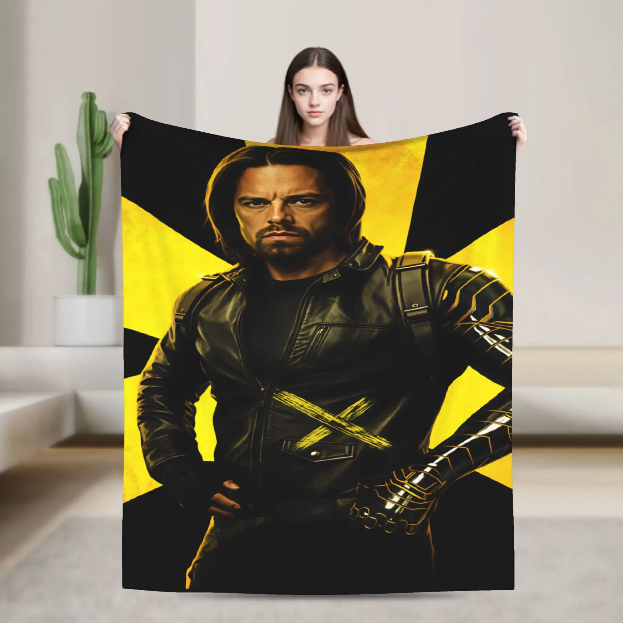 Bucky Barnes Winter Soldier Flannel Blanket  Warm Soft Bedding Throws for Bedroom Travel Pattern Bedspread Sofa Bed Cover