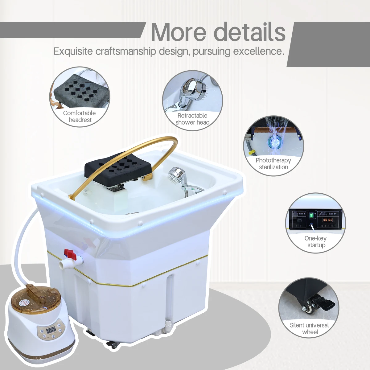 حوض شامبو محمول بنموذج عادي ياباني، حوض شامبو للشعر والرأس، حوض شامبو سبا