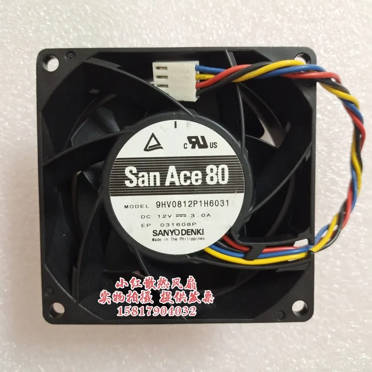 Sanyo Denki 9HV0812P1H6031 DC 12V 3.0A 80x80x38mm 4-Wire Server Cooling Fan