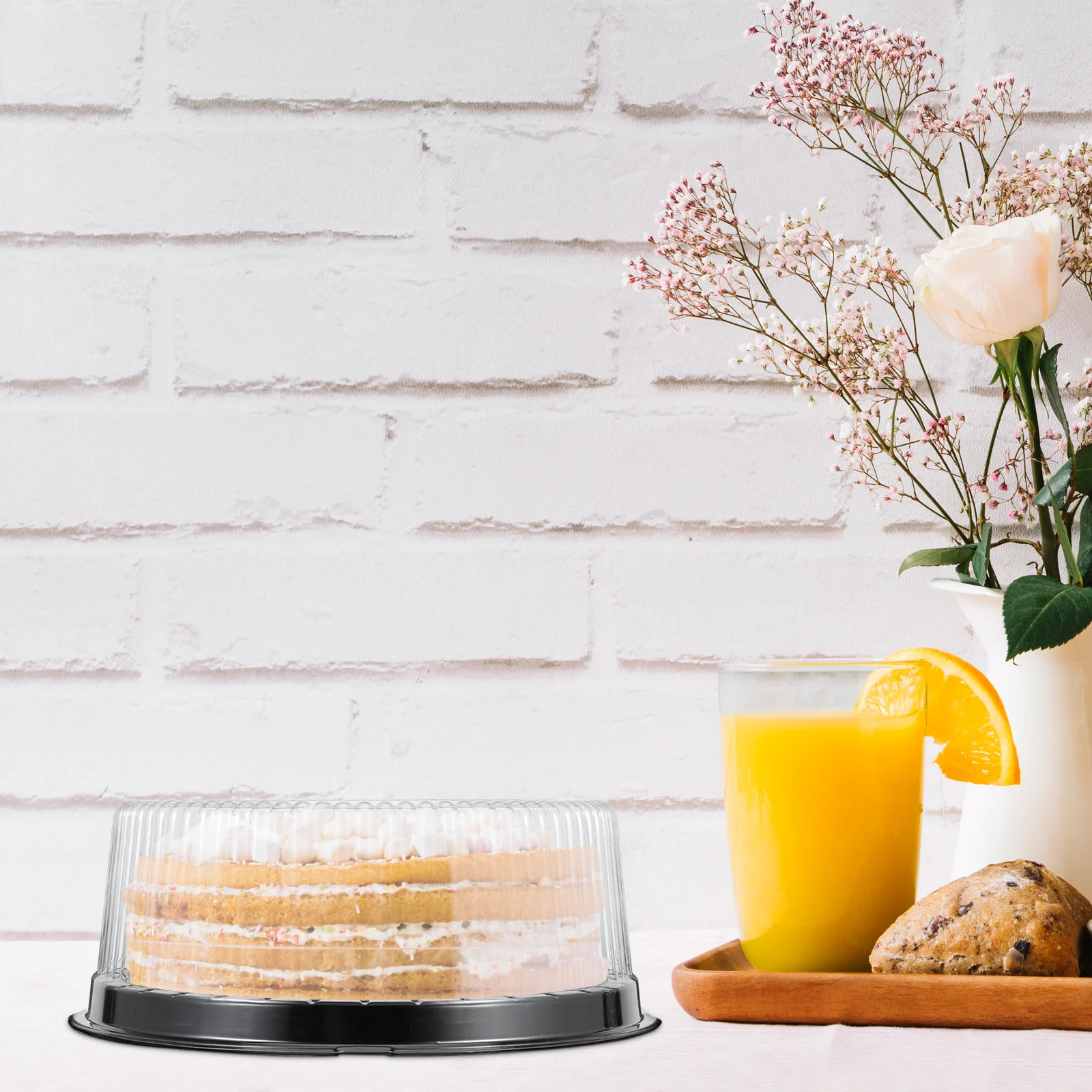 

10pcs Cake Packaging Box Clear Plastic Container With Lid 8Inch For Cupcake Cheesecake Party Cake Carrier Disposable Party