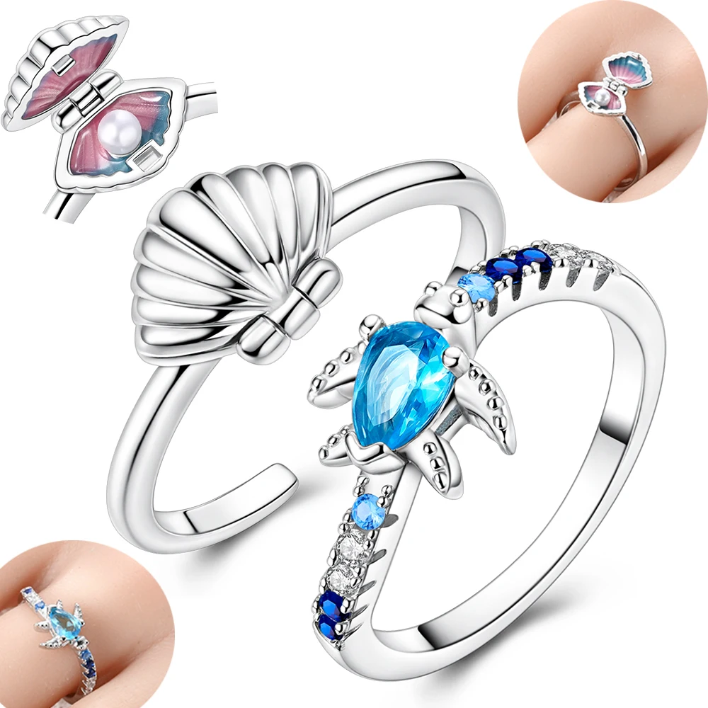 

Новинка лета 2025 года, стерлинговое серебро 925 пробы, открывающиеся жемчужные кольца-ракушки, подвески, подходят для палец своими руками, женские вечерние дорожные украшения, подарок для девочки