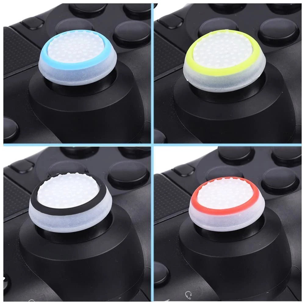 4pcs Silence Thumb Grip Caps Compatible with PS5/PS4/Xbox One/Xbox One Elite/8BitDo SN30 Pro/Switch Pro Controller Joystick