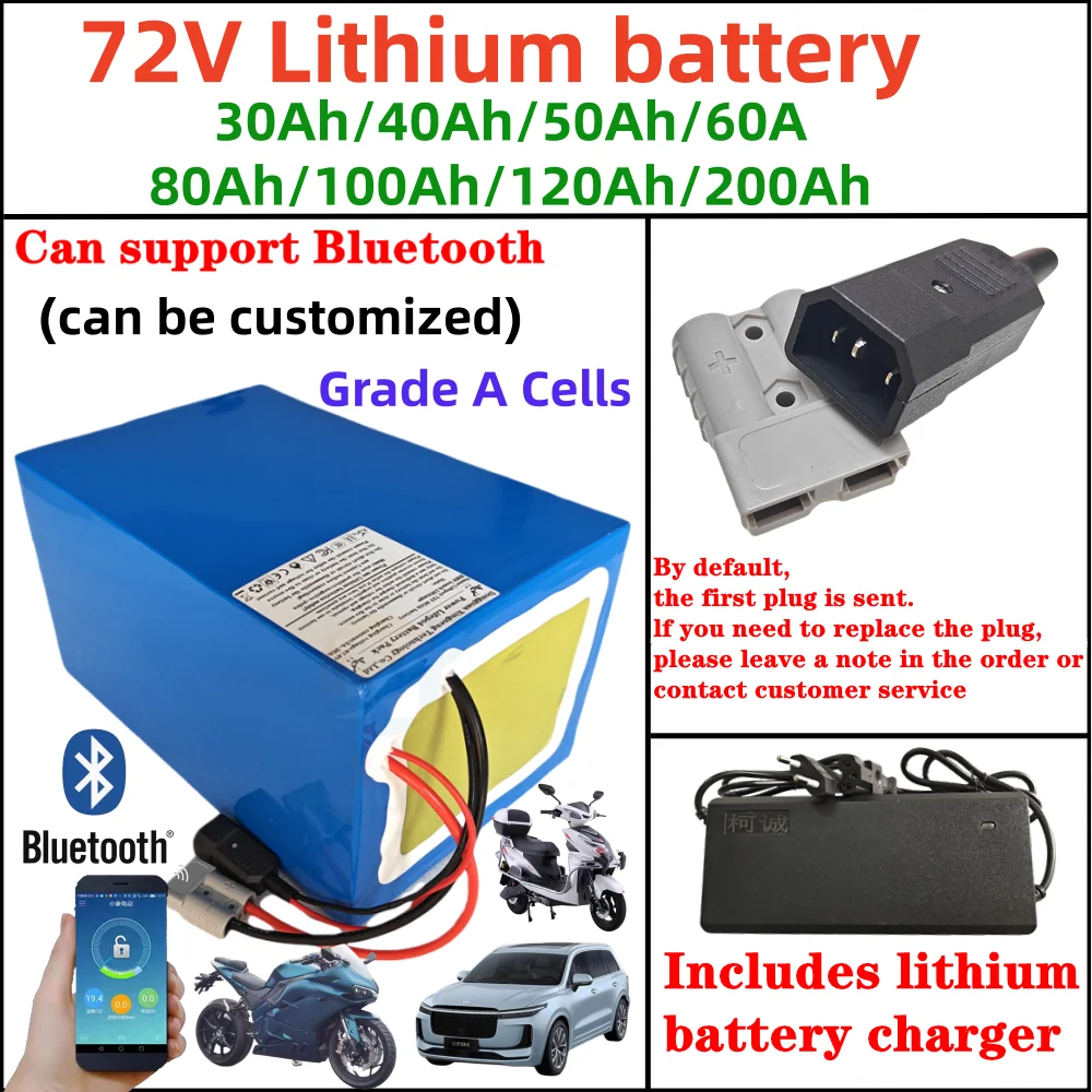 72V 30Ah 40Ah 50Ah 60Ah 80Ah 72V 100Ah 120Ah 200Ah Lithium ion Battery for 1500W 3000W 5000W 8000W 10KW Dreirad Motociclet