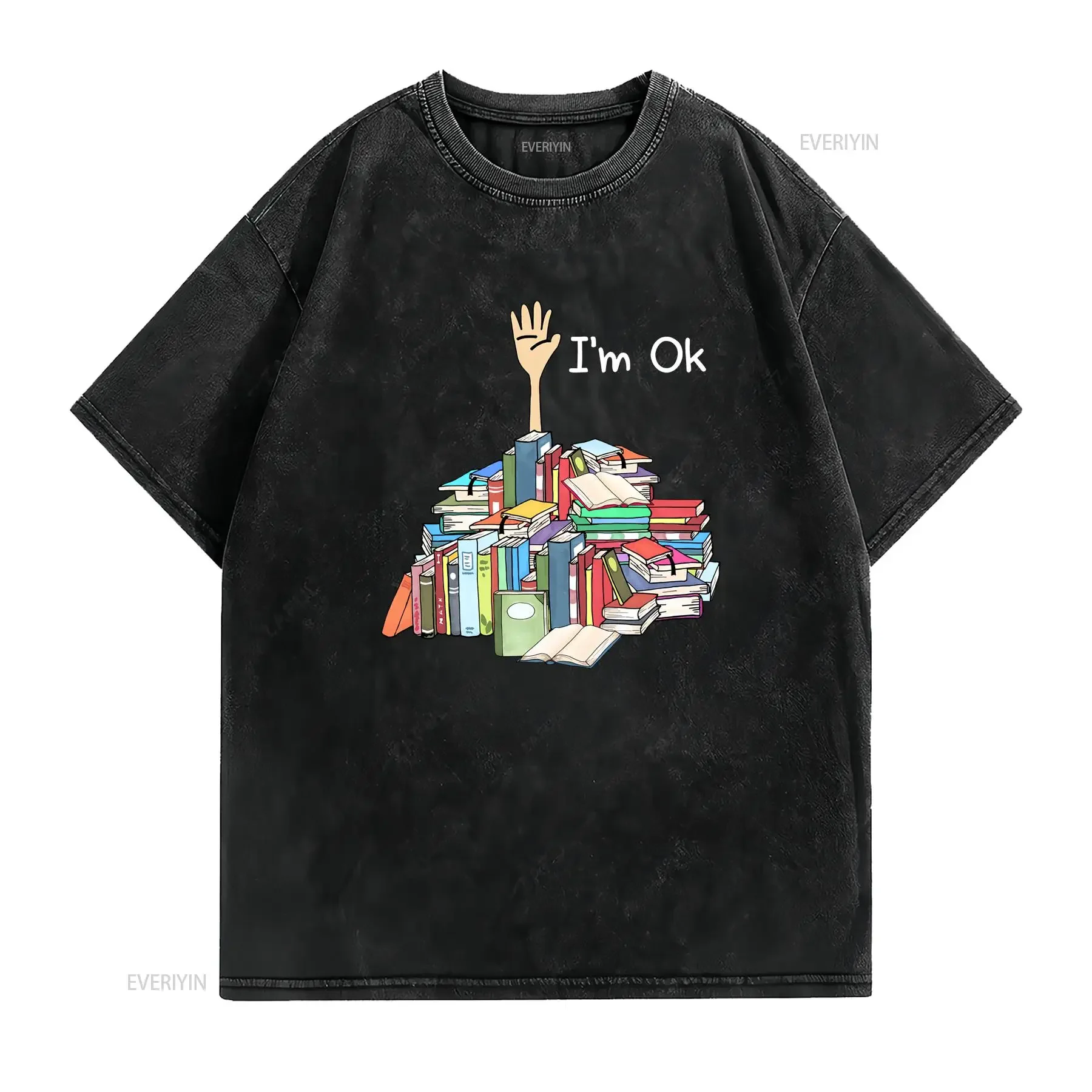 I'm Ok Book T Shirt Lover Lovers s Bookish Author Reading Bookworm vintage Washed Versatile streetwear Casual fashion Soft