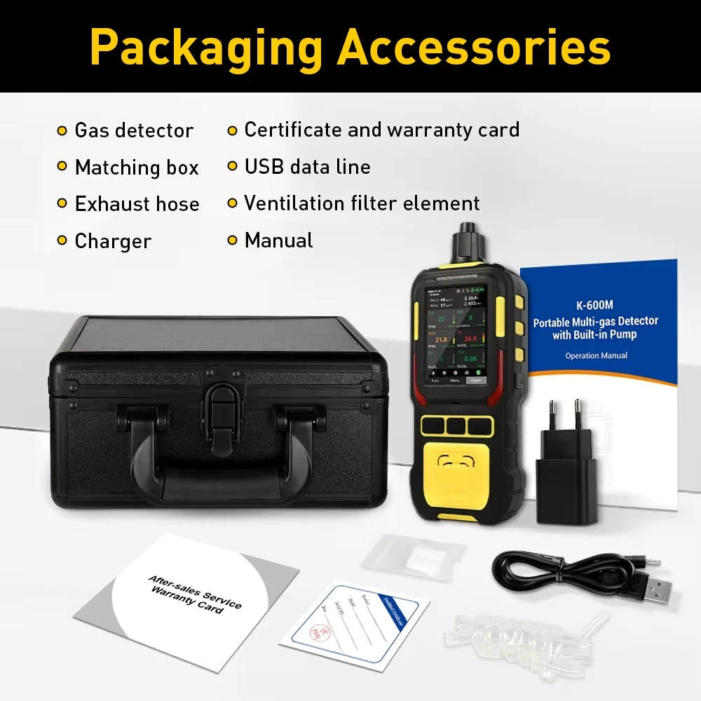 Portable Pump Gas Detector for Marine Use 6-in-1 Multi Gas Monitor CO H2S O2 CO2 CH4 Explosion-Proof Sound Light Vibration Alarm