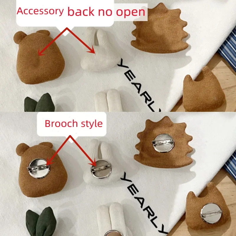 Korean Style 3D Sunflower Brooch with Two Leaves Stuffed Fabric Flower Pin for Clothing Hair Accessories Cottagecore Gift - view 2