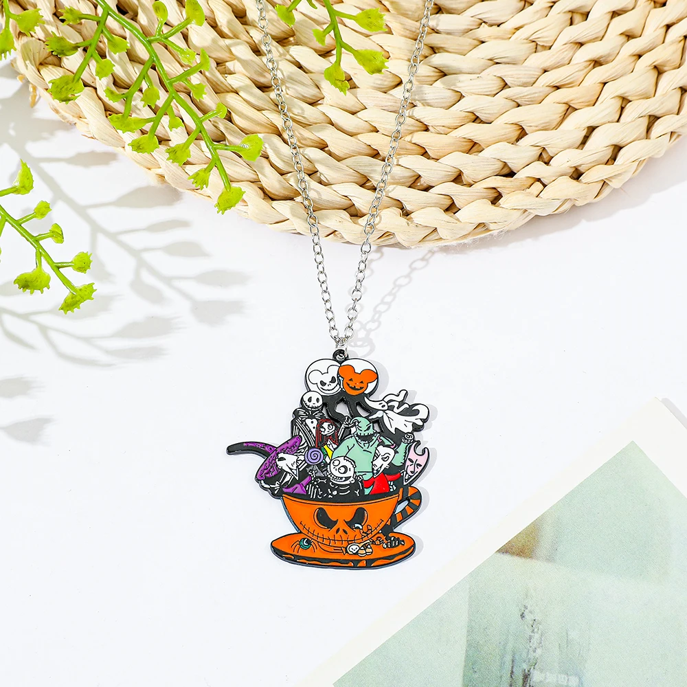 Disney Cartoon Anime The Nightmare Before Christmas Necklace Popular Cartoon Figure Pendant Accessories Jack Pendant Necklace