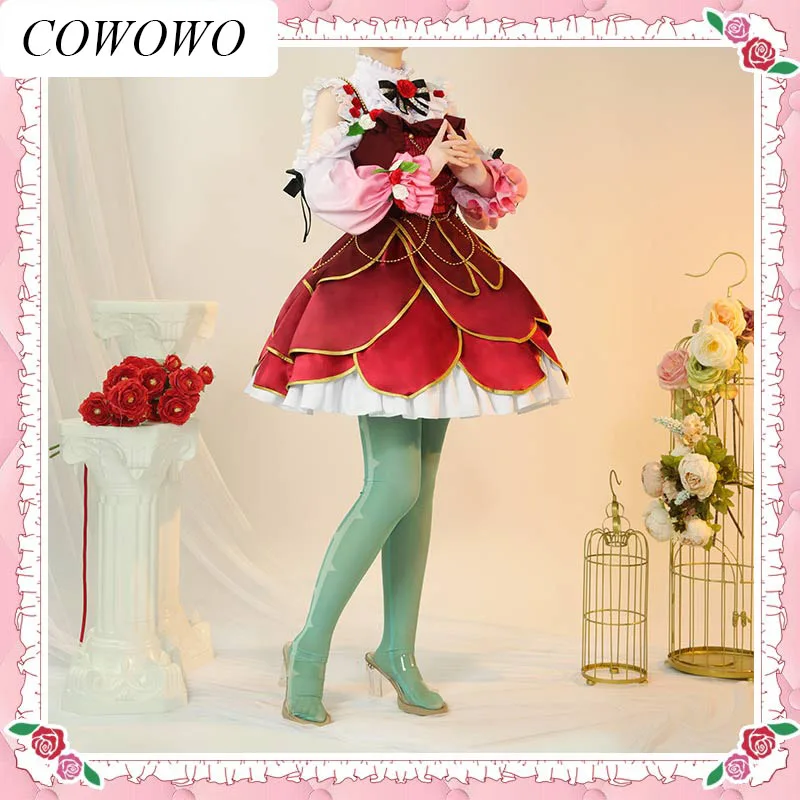 

COWOWO Anime! Vtuber Nijisanji OBSYDIA Rosemi Lovelock Game Suit Lovely Red Dress Uniform Cosplay Costume Halloween Party Outfit