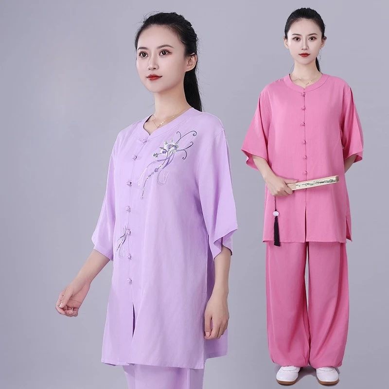 Chinese Traditional Tai Chi Clothing Cotton Linen Breathable Martial Arts Uniforms Summer Kung Fu Taijiquan Morning Sportswear
