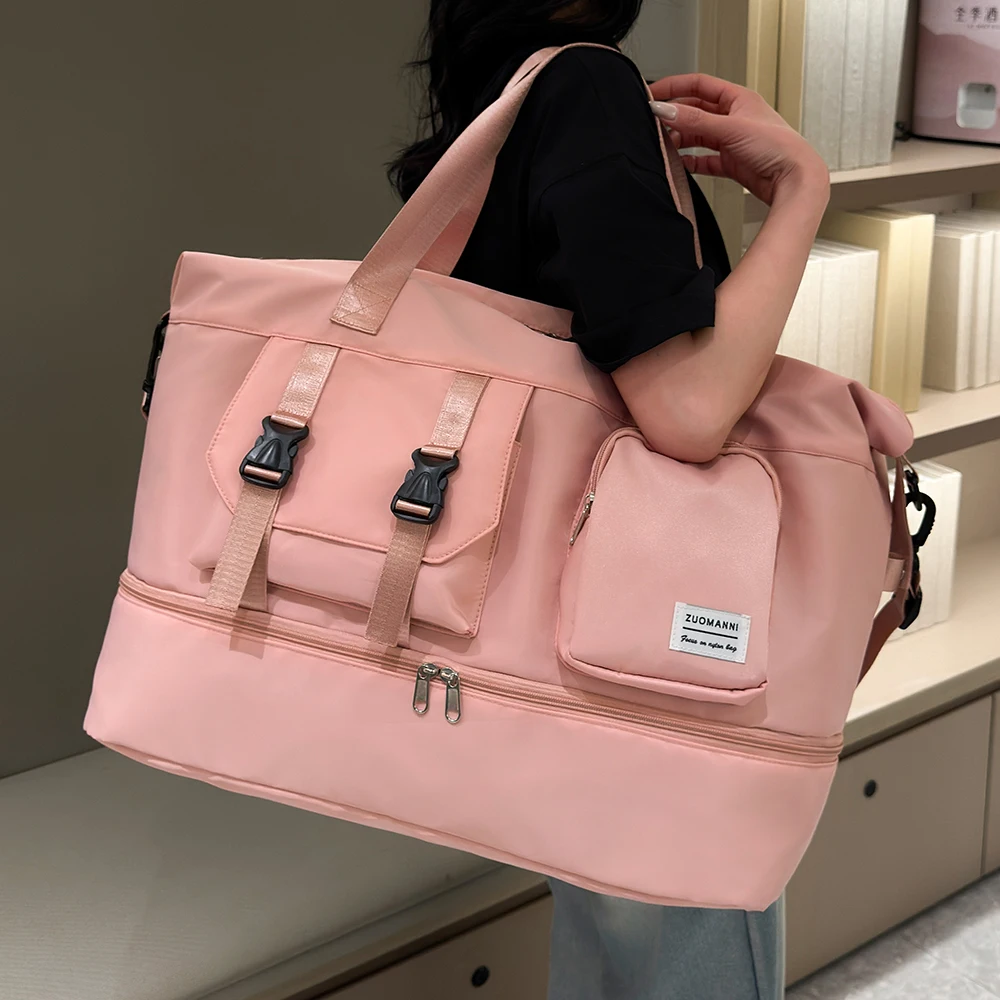 

Большая дорожная сумка для женщин, вместительная сумка для путешествий на выходные с отделением для обуви, спортивная сумка с влагонепроницаемым карманом.