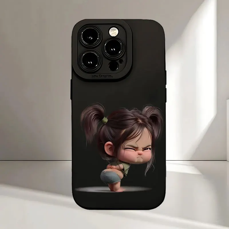 Modische Kreative Niedliche Mädchen-Muster Handyhülle für iPhone 16 15 14 12 13 11 Pro Max X XS XR 7 8 Plus Weiche TPU Matte Hülle Fundas – Detail 4