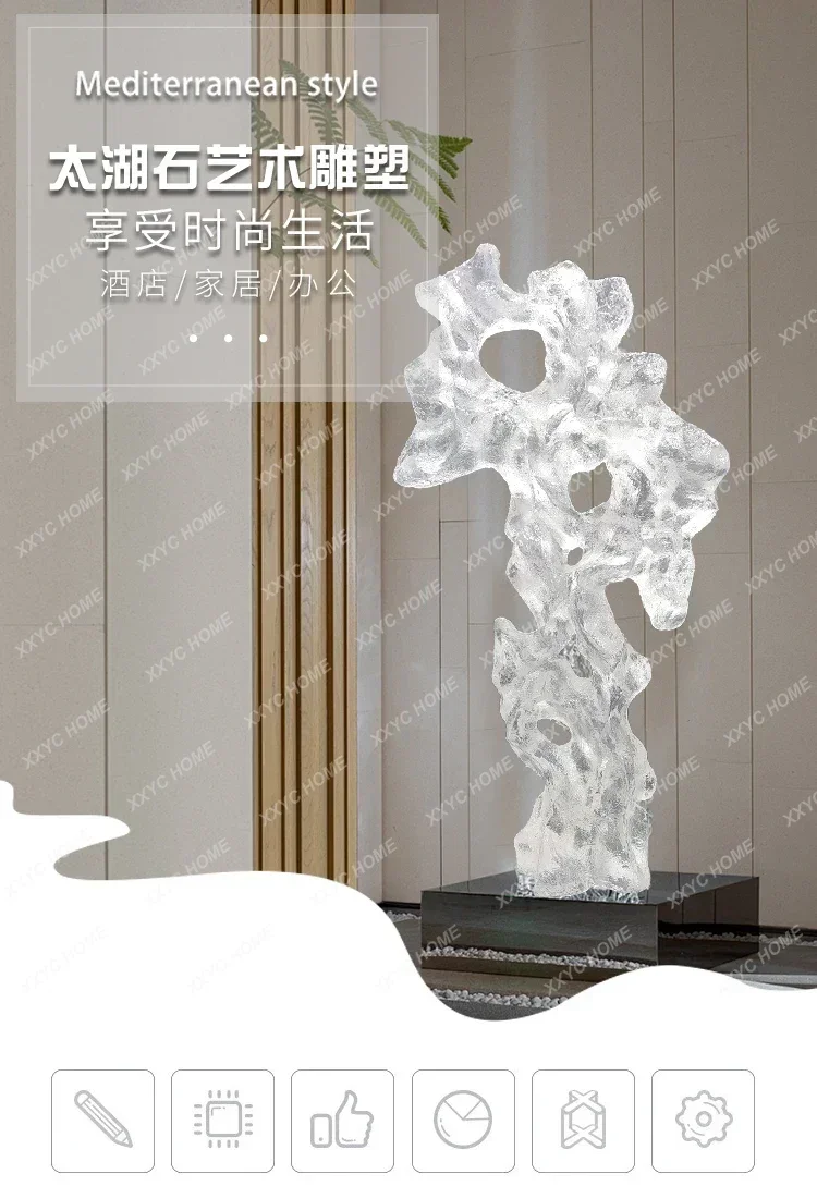 AANew Chinese Abstract Taihu Stone Ornament Transparent Resin Sculpture Hotel Lobby Sales Office Living Room Entrance Decoration